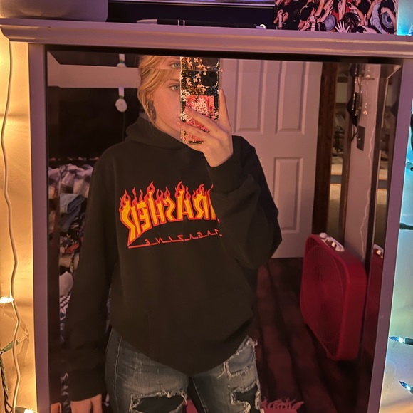 Black thrasher flame hoodie - Picture 1 of 1